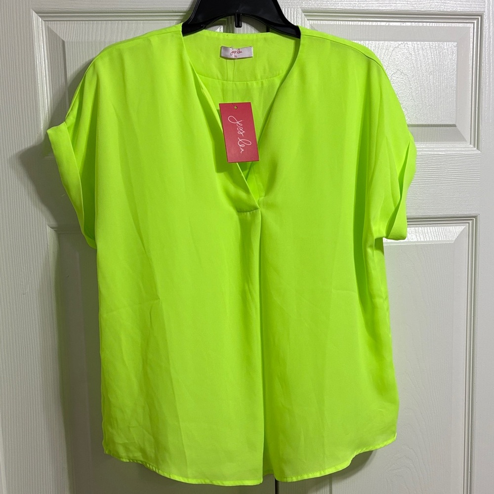 Jess Lea Whitney Split-Neck Women's top in Neon Lime